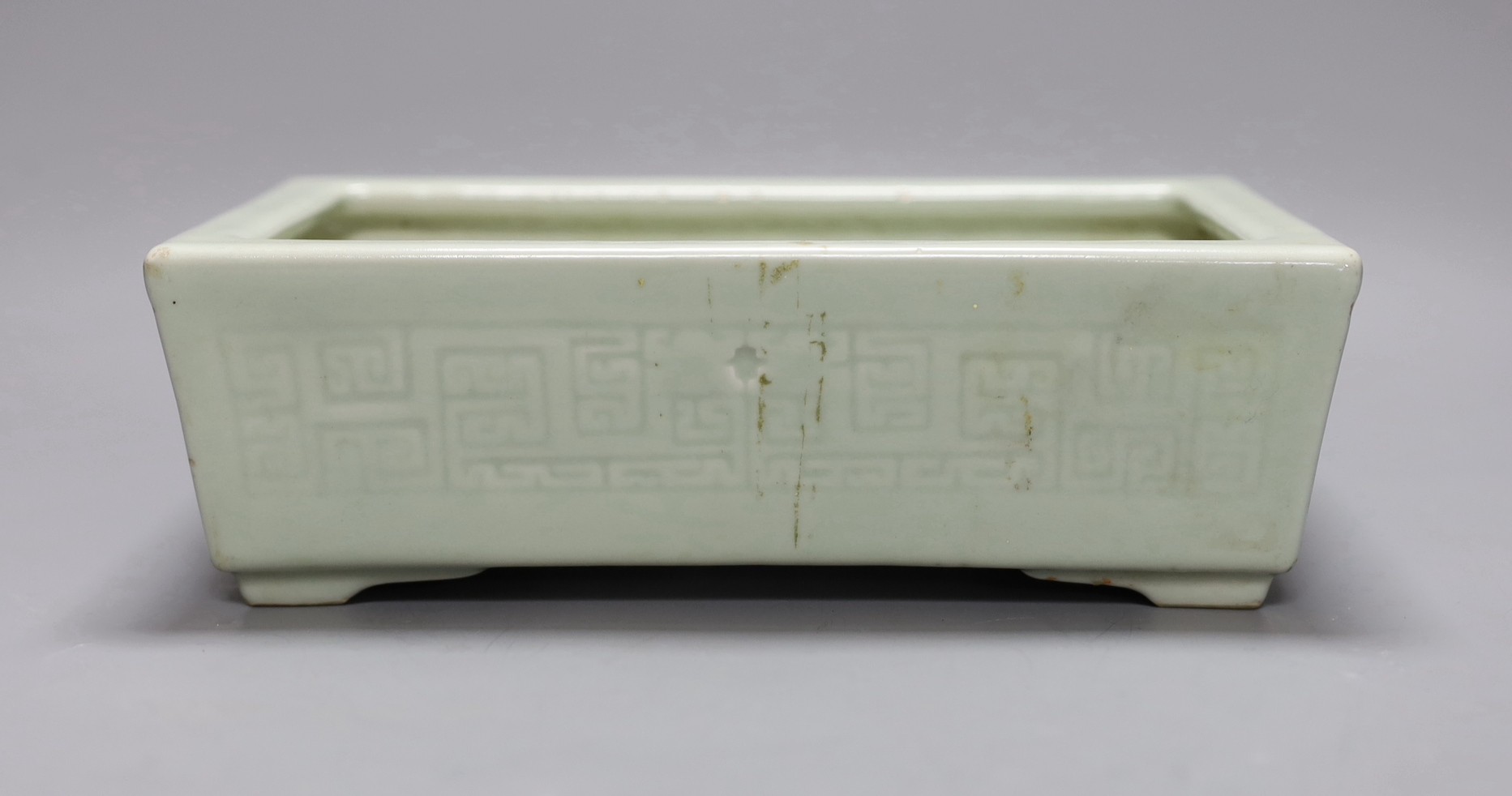 A Chinese celadon glazed planter, early 20th century, 24 cms wide x 14 deep